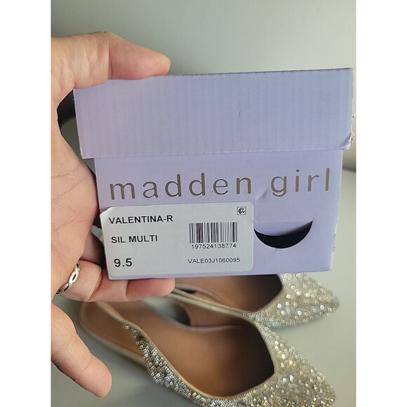 madden girl womens valentina silver rhinestone sling back mule size 9.5 - Picture 7 of 8